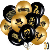 45 Pieces Roaring 20S Party Balloons Decorations Black And Gold Party 20Th Birthday Balloons Vintage 1920'S Themed Birthday Speakeasy Decoration Supplies