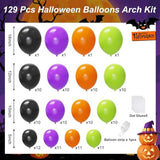 Halloween Balloons Arch Kit, 129pcs Black Orange Purple Green Balloons