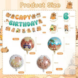 21Pcs Capybara Birthday Party Balloon Decor, Cute Cartoon Animal Capybara Party Set Included 18 Capybara Shaped Foil Balloons & 3 Banner For Capybara Lover Baby Shower Party Supplies