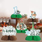Winter Onederland 1st Birthday Decor 8pcs Winter Forest Woodland Table Honeycomb Centerpieces Winter Forest Woodland Creatures Birthday Supplies for 1st Birthday