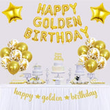 Happy Golden Birthday Balloon Banner,Golden Birthday Party Decorations With Gold Glitter Happy Golden Birthday Banner Cake Topper For 5Th,21St,25Th,30Th,50Th 60Th Golden Birthday Party Supplies