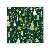 Premium Designer Paper Napkins, 3-Ply 6.5 X 6.5-Inches Fold Disposable Decorative Winter Guest Christmas Holly Green Festive New Year Tree Party Lunch Dinner Napkin (20, Festive Green)