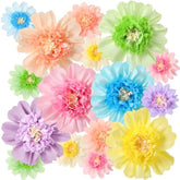 12 Pcs Fiesta Crepe Paper Flowers Colorful Paper Flowers 12" 6'' Tissue Pom Poms Mexican Party Wall Backdrop Decoration For Wedding Birthday Nursery(Pastel Color)