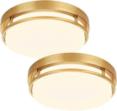 2 Pack 13 Inch Gold LED Ceiling Lights 20W Dimmable Flush Mount Fixtures
