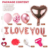 Valentines Balloons Kit I Love You Balloons For Anniversary 353Pcs Rose Gold Heart Balloon And Rose Petals Set Anniversary Proposal Mothers Day Wedding Romantic Decorations Special Night