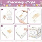 Baby In Bloom Baby Shower Decorations, Diaper Raffle Box With Tickets, Girls Wildflower Baby Shower Decorations For Diaper Raffle Party Games