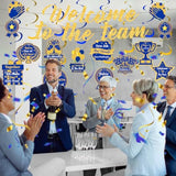 Welcome To The Team Banner Blue Gold Glitter Welcome Banner Decorations Welcome New Employee Hanging Swirls Decorations For Office Newcomers Staff Welcome Party Decoration For Office Party Decorations Supplies