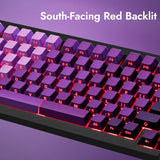 X4 Qmk Wired Mechanical Keyboard, 75% Layout South-Facing Red Backlit, Side-Printed Double-Shot Pbt Keycaps With Tactile Brown Mechanical Switch For Windows
