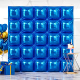 25Pcs Blue Square Foil Balloons Wall Backdrop Double Sided Dark Blue Balloons Tunnel Arch Kit For Birthday Baby Shower Graduation Wedding Anniversary Party Decoration