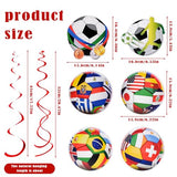18 Pcs World Cup Decorations 2026 Hanging Swirls, soccer theme party decorations Hanging Ceiling Spirals for World Cup Home Birthday Party (12Pcs Soccer Flag Hanging Swirls and 6pcs Hanging Swirls)