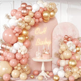139Pcs Blush Pink & Rose Gold Balloon Arch Kit for Baby Shower, Wedding Parties