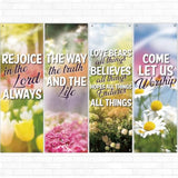 4 Pcs Spring Church Banners For Sanctuary Wall Spring Religious Hanging Backdrop Christian Bible Verse Banner Floral Flowers Inspirational Porch Signs For Sunday School Classroom Decorations