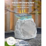 Outdoor Speakers Bluetooth Waterproof Patio Rock Speakers Outdoor Wireless,Solar-Powered,Weatherproof Design Ideal For Patio,Pool, Garden, Deck And Other Activities (Grey, 2 Pack)