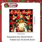50Pcs O Holy Night Jesus Paper Napkins - Happy Birthday Jesus Decorations Christmas Jesus Birthday Party Supplies Disposable Luncheon Dinner Napkins 6.5" X 6.5"