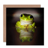 Greetings Card Birthday Gift Animal Green Frog Smiling