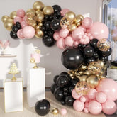 156 Pc Black, Pink, & Gold Balloon Garland Arch Kit Women/Girls Party Decor
