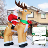 9.8Ft Christmas Inflatables Outdoor Decorations Santa Riding Reindeer,Blow Up Santa Claus With Built-In Led Lights For C