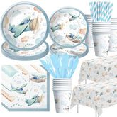 194-Pc Airplane Party Tableware Set - Plates, Cups & More for 24 Guests