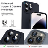 Liquid Silicone Case for iPhone 14 Pro, True Liquid Silicone, Anti Fingerprint, 4 Layer Phone Case Protective Cover, Full Coverage Around Camera & Built-in Microfiber, 6.1", Black