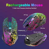 Wireless Gaming Keyboard And Mouse Combo,61 Key Rainbow Backlit Keyboard With Rechargeable 4000Mah,Mechanical Feel,Ergonomic,Quiet,Rgb Mute Mice And Mousepad For Ps4,Xbox One,Desktop,Pc