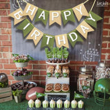 13pcs Brown & Green Happy Birthday Banner - Handmade Tropical Garland for Nursery Decor