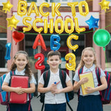 16 Inch Gold Foil Back To School Letter Balloon Set, Abc 123 Balloons, Stars, Heart, And Round Shape – Classroom Welcome Kit For First Day Of School, Teacher Appreciation, Bulletin Board Decorations