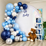 Navy Blue Silver White Balloons Arch Kit 129 Pcs
