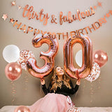 Rose Gold Thirty & Fabulous Happy 30Th Birthday Banner Garland Foil Balloon 30 For Womens 30Th Birthday Decorations Hanging 30 And Fabulous Cheers To 30 Years Old Dirty Thirty Party Supplies Backdrop