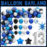 13Th Birthday Decorations For Boys, Official Teenager Happy 13Th Birthday Decor With Banner Backdrop Tablecloth & Number 13 Balloon Arch Kit For 13 Year Old Birthday Party Supplies(Black Blue)
