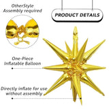 6pcs 22in Black Gold Star Foil Balloons Party Decorations