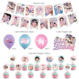 Birthday Party Supplies, Birthday Decorations Set - Banners,Cake Toppers,21Pcs Cupcake Toppers Perfect For Boys And Girls(Pink)