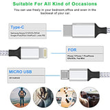 Multi 3 In 1 Usb Long Iphone Charging Cable, 3M/10Ft Nylon Braided Universal Phone Charger Cord Usb C/Micro Usb/Lightning Connector Adapter For Android/Apple/Samsung/Lg/Pixel/Huawei/Xiaomi(Gray)