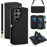 Case For Samsung Galaxy S25 Ultra 5G Wallet, Rfid Blocking Flip For Crossbody Case, For Galaxy S25 Ultra 5G Pu Leather With Card Holder, For S25 Ultra Wih Wrist Strap 6.9 Inch Carbonblack