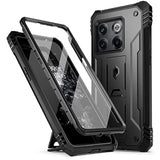 Revolution Series Designed For Oneplus 10T Case, Full-Body Rugged Dual-Layer Shockproof Protective Cover With Kickstand And Built-In-Screen Protector, Black
