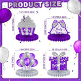 8-Piece Purple and Silver Birthday Honeycomb Centerpieces for Men and Women