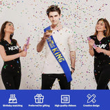 Birthday King Sash, Funny Royal Blue Satin Sash With Gold Foil Lettering Birthday Sashes For Boys Or Men 10Th 13Th 16Th 18Th 21St 30Th 40Th 50Th 60Th Or Any Birthday Party Supplies Gifts Favors.