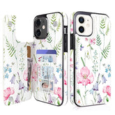 For Iphone 11 Wallet Case With Card Holder-Pu Leather Folio Flip Cover Kickstand Card Slots Double Magnetic Clasp Rfid Blocking Compatible With Iphone 11 6.1" (Pink Flowers)