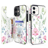 For Iphone 11 Wallet Case With Card Holder-Pu Leather Folio Flip Cover Kickstand Card Slots Double Magnetic Clasp Rfid Blocking Compatible With Iphone 11 6.1" (Pink Flowers)