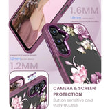 Crystal Clear Flower Phone Case for Samsung Galaxy A16 Purple