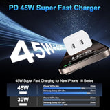 Iphone 16 Pro Max Charger Fast Charging, 45W Dual Usb C Fast Charger Block With 10Ft Usbc Charging Cable Cord For Iphone 16/16 Pro/16 Pro Max/16 Plus/15/15 Pro Max/15Pro/Plus/S25