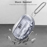 Fintie Clear Case for New Beats Studio Buds + (2023) / Beats Studio Buds 2021, Anti-Lost Shockproof Earbuds Protective Cover with Keychain Carabiner Support Wireless Charging, Crystal Clear