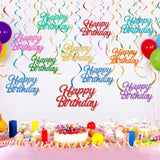 57pcs Happy Birthday Hanging Swirls, Glitter Ornaments for Party Decor