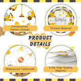 170PCS Construction Birthday Party Supplies Set with Banner, Plates, Cups & Tablecloths