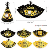 36pcs Black Gold New Year 2026 Party Kit Hats Glasses and Accessories