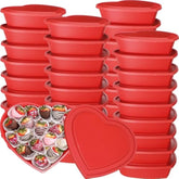25 Pcs 22 Oz Valentine'S Day Heart Shaped Storage Containers With Lids Valentine Plastic Storage Charcuterie Boxes Red Heart Disposable Dessert Box For Kitchen Restaurant Fruit Vegetable Food