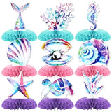 Mermaid Theme Party Decorations,9 Pcs Mermaid Centerpieces For Tables Honeycomb Centerpieces 3D Mermaid Theme Party Decor Supplies Boys Girls