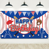 Baseball Happy Birthday Backdrop Banner Baseball Sports Themed Party Supplies Backdrop Large Baseball Birthday Party Decorations Wall Hanging Photo Booth Decor For Kids Boys Teenager, 75 X 45 Inch