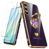 Galaxy A16 5G Case with Screen Protector and Rotating Ring Holder Purple