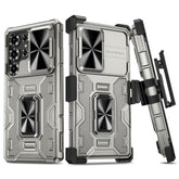 For Samsung Galaxy S25 Ultra Case, With Slide Camera Protector & Belt Clip Holster & 360°Rotatable Ring Kickstand Military Grade Heavy Duty Protection Cover - Titanium