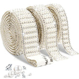 Pearl Stickers 3 Rolls Self Adhesive Pearl Rhinestone Ribbon Pearl Wra